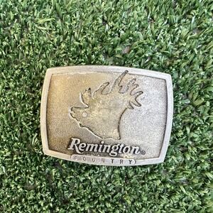 VTG 1986 Remington Country Bugling Elk Belt Buckle USA Sid Bell Hunting Deer 80s
